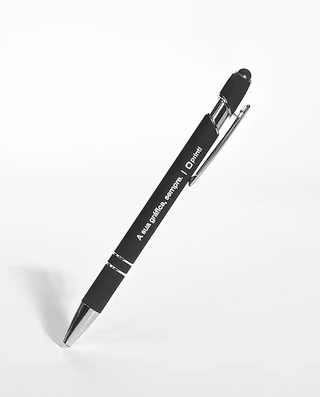 Tenha uma escrita elegante e ainda interaja com telas touch! Personalize a Caneta Alumínio Touch e marque presença em eventos.