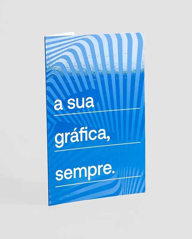 Folders com 1 dobra e acabamento verniz ideal para material promocional.