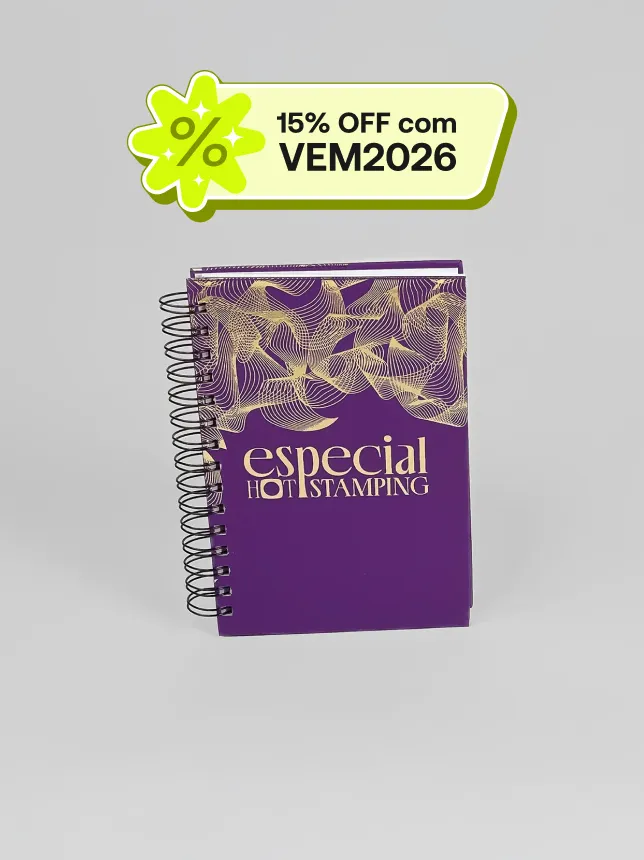 Agenda permanente com toque de hot stamping que transmite profissionalismo com brilho.