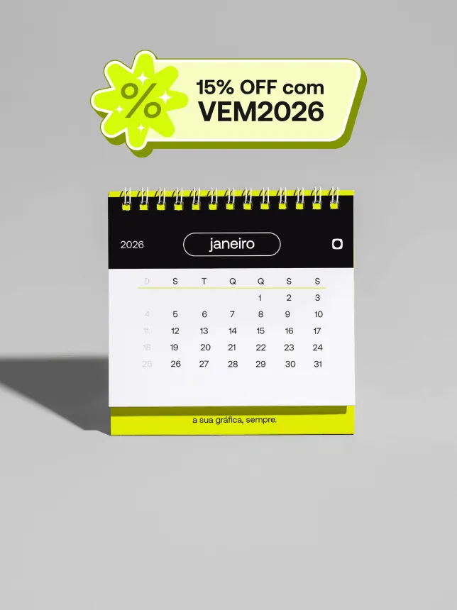 Mini calendário de mesa 2026 personalizável: organiza, revive memórias e é um presente especial e prático para qualquer mesa.