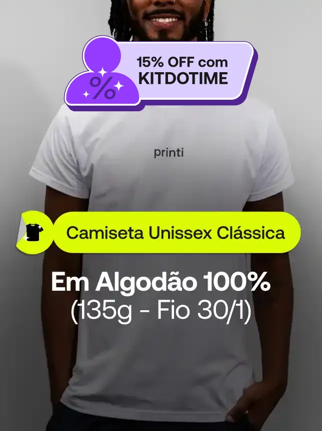 Camiseta clássica moderna e confortável. Ideal para se destacar com brindes e kits corporativos.