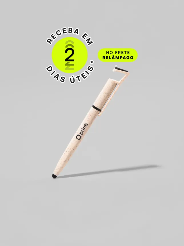 Caneta Plástica Touch com Suporte: multifuncional e prática, oferece escrita, suporte para celular, ponteira touch e limpador de tela. *Confira as condições de entrega na descrição abaixo.
