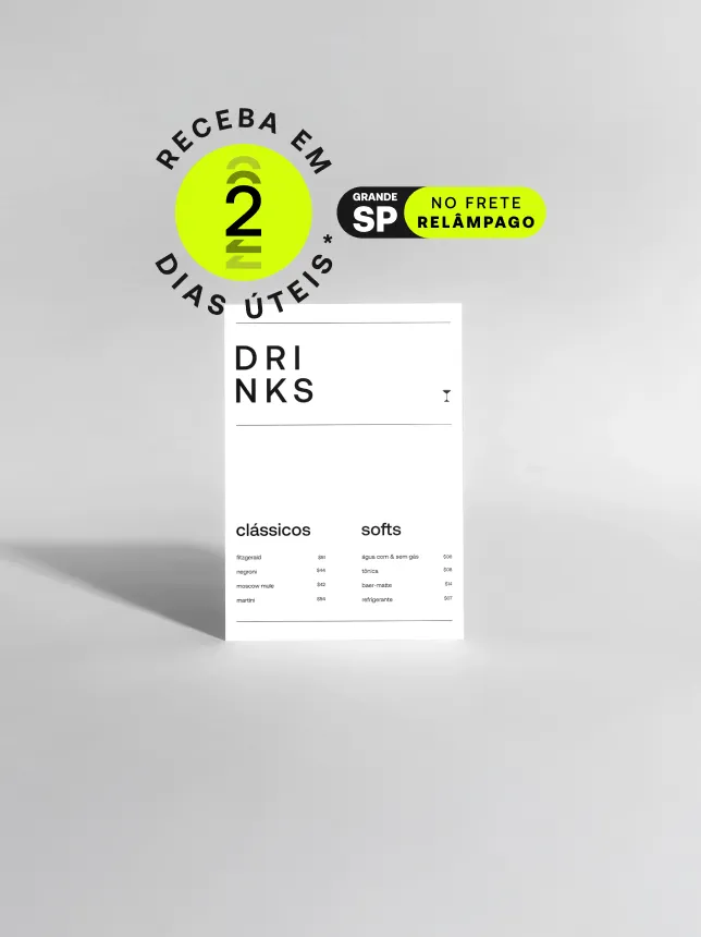 Cardápio de Papel sem Dobra