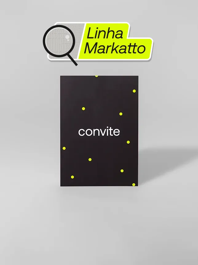 Convite em papel Markatto para tornar seu evento ainda mais especial. Alta qualidade de impressão e acabamento sofisticado para festas, aniversários e eventos corporativos.