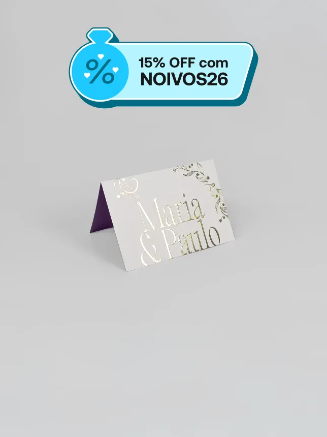 Convite de casamento com toque de hot stamping que encanta pelo visual sofisticado.