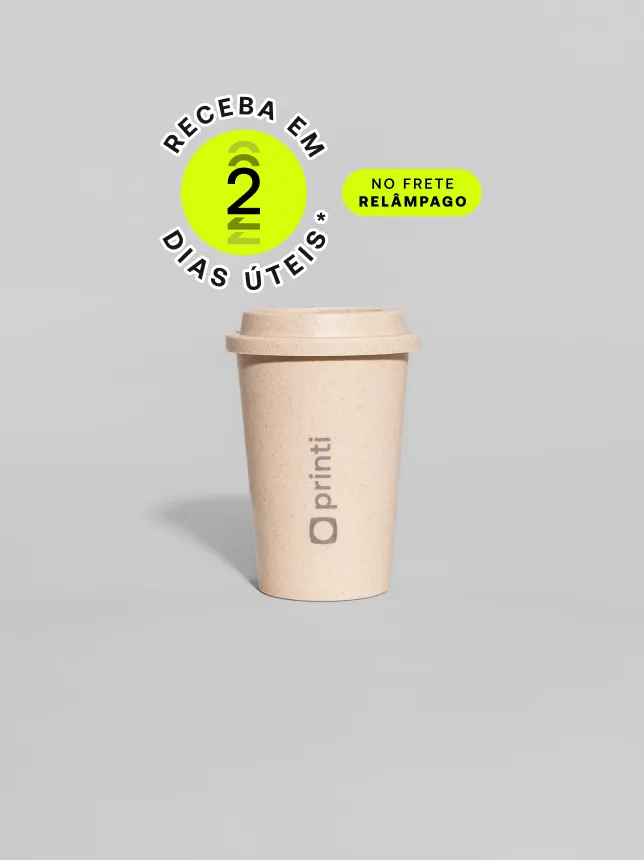 Produto sustentável de 450ml, feito de bambu e PP, com personalização digital e a laser para promoção de marca. *Confira as condições de entrega na descrição abaixo.
