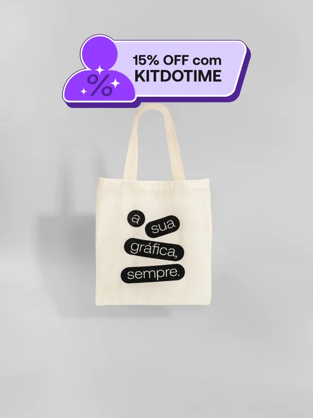 Ecobag sustentável em algodão cru 30x40 cm, personalizável, ideal para brindes empresariais e transporte de produtos.