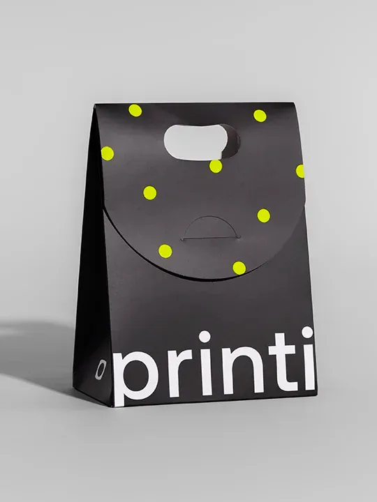 Embalagem sacola em Kraft, Reciclato ou Cartão, resistente e personalizável, ideal para transportar produtos com segurança.