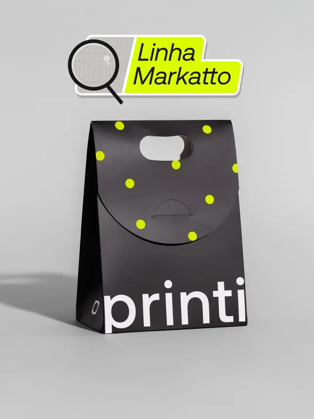 Sacola Markatto com design refinado e papel de alta gramatura. Perfeita para brindes, bijuterias e produtos exclusivos.