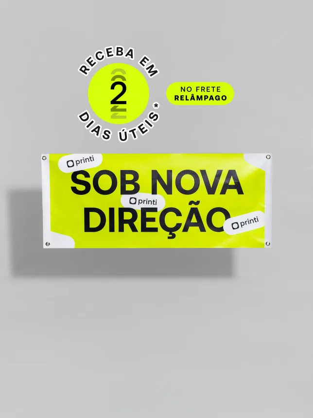 Personalize faixas de lona ou tecido na Printi para eventos e promoções, disponíveis em 5 tamanhos com acabamento opcional. *Confira as condições de entrega na descrição abaixo.