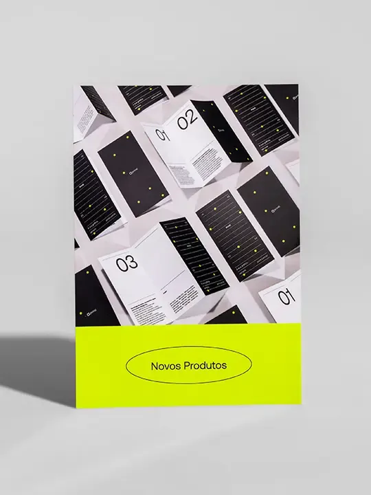 Flyer Premium com papéis sofisticados e gramaturas altas, ideal para destacar sua marca com elegância e excelente custo-benefício.