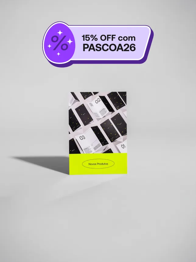 Flyer Premium com papéis sofisticados e gramaturas altas, ideal para destacar sua marca com elegância e excelente custo-benefício.