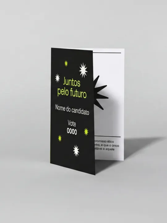 Folder eleitoral com 1 dobra ideal para apresentar propostas, candidatos e informações de campanha de forma organizada.