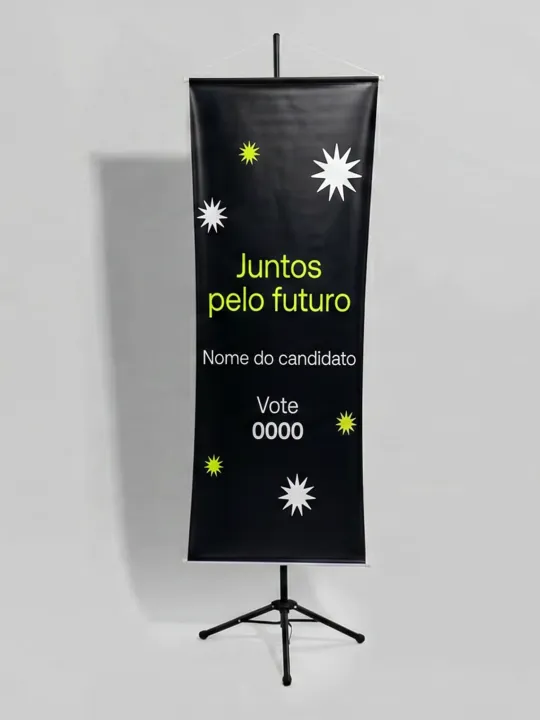 Banner eleitoral personalizado para campanhas políticas, ideal para eventos, divulgação e comunicação visual de candidatos.