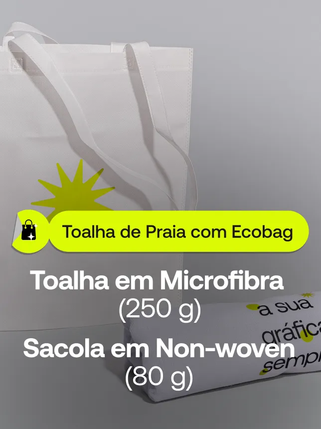 Toalha de Praia com Ecobag, confeccionada em microfibra macia e de alta absorção. Disponível em diversas cores, é perfeita para brindes em eventos e para promover sua marca com estilo e funcionalidade.