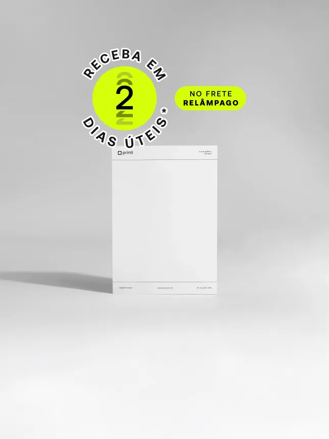 Papel timbrado personalizado da Printi: para empresas e escolas, com identidade visual, sob medida e cálculo de preço instantâneo. *Confira as condições de entrega na descrição abaixo.