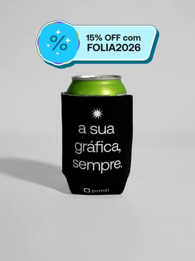 Divulgue sua marca de forma criativa com um porta lata personalizado.