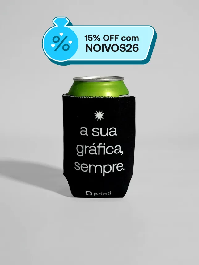 Divulgue sua marca de forma criativa com um porta lata personalizado.