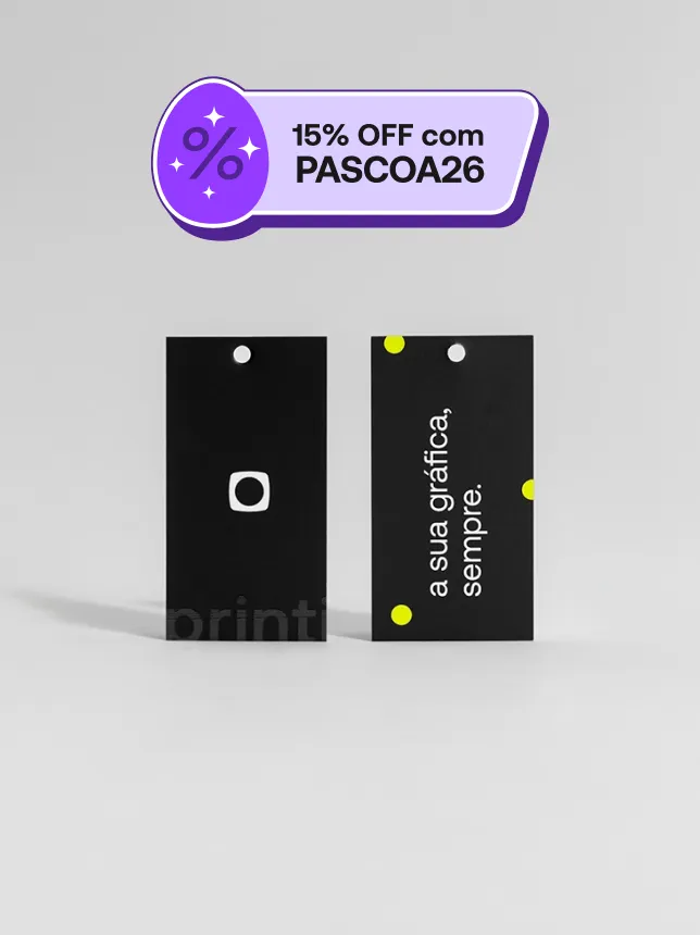 Tags personalizadas para moda e varejo com opções de formato, papel e arte para identidade única da marca.